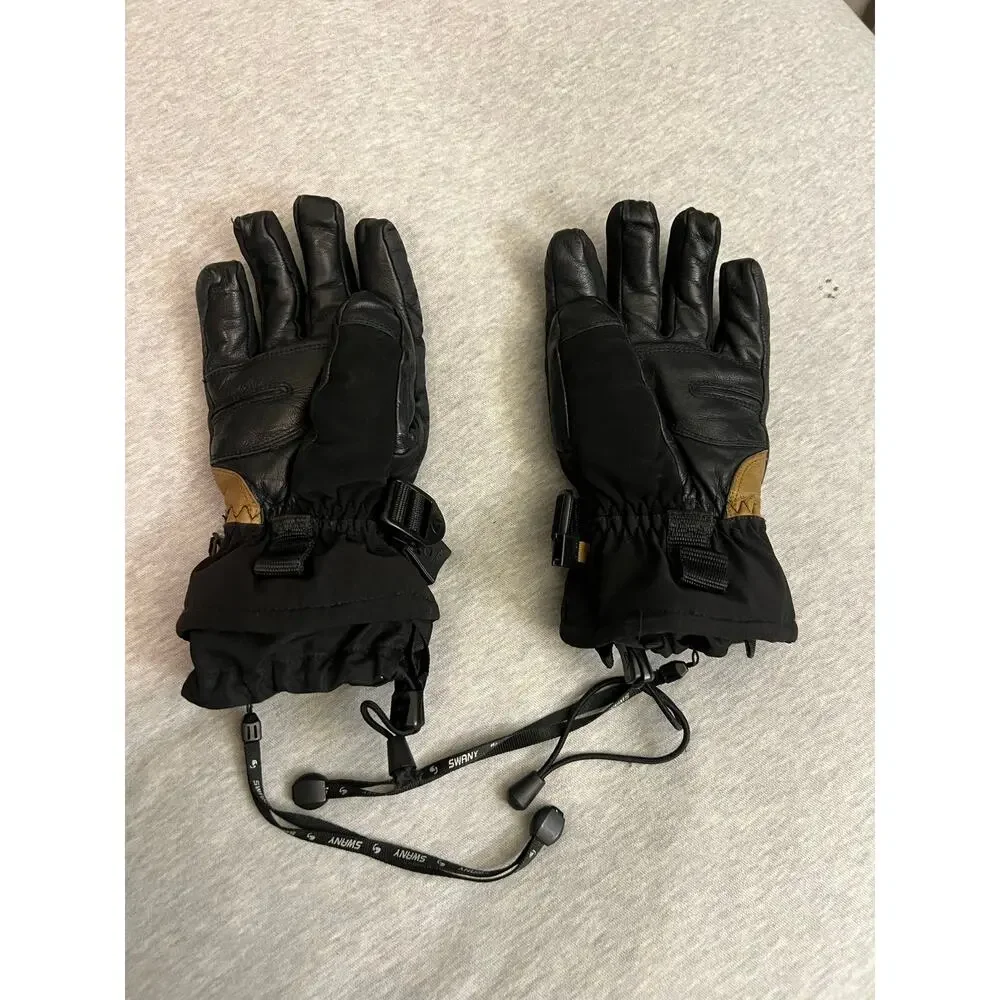 Swany x change junior medium 7-8 yo gloves ski snowboard black leather mittens
